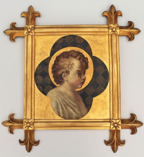 Victorian Gothic Oil on Canvas Head of the Infant Christ