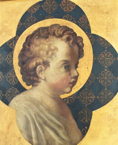 fig 1. Victorian Gothic Oil on Canvas Head of the Infant Christ