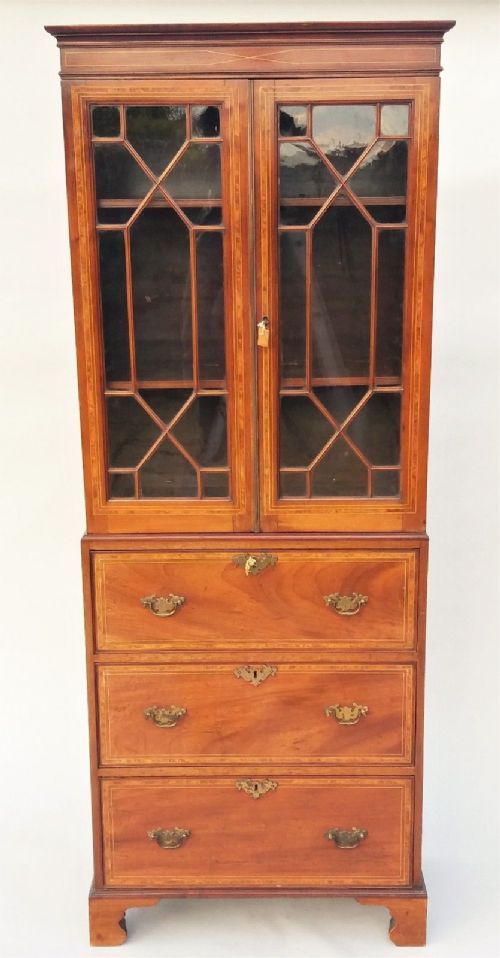 fig 1. Regency Mahogany Inlaid Bookcase Cabinet