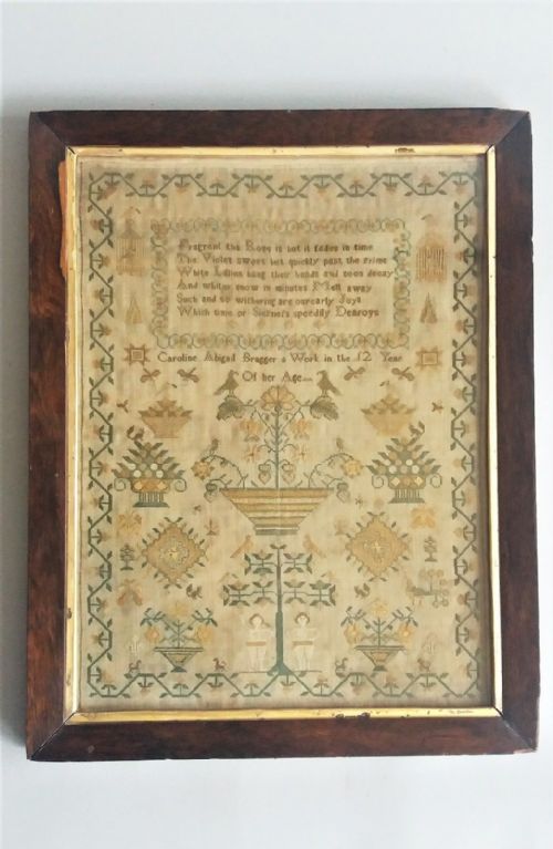 Fine Georgian Adam & Eve Needlework Sampler