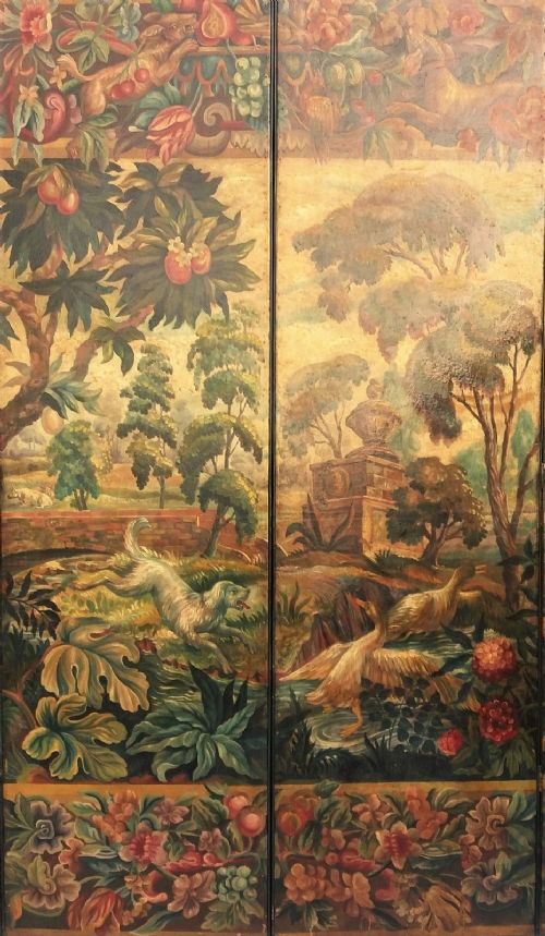fig 1. Fabulous Painted Leather Four Fold Screen