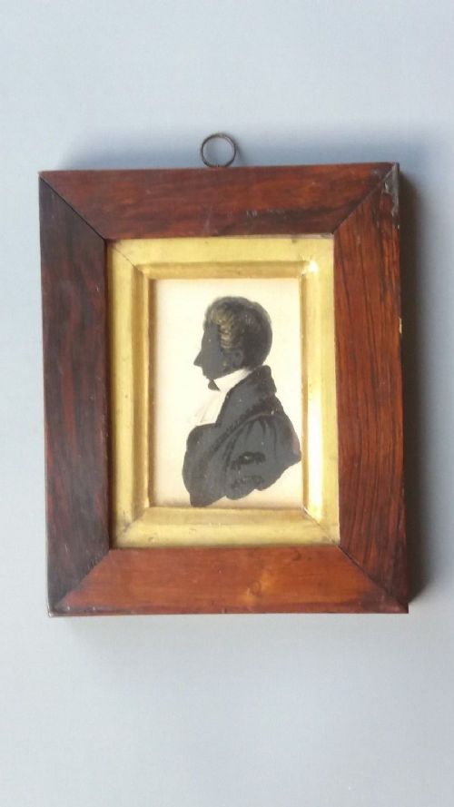 Georgian Miniature Silhouette Portrait Painting of a Gentleman