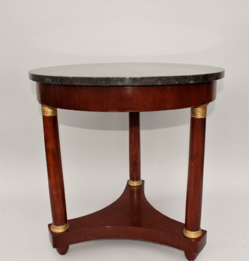 Antique Marble Top Empire Style Mahogany Coffee Table
