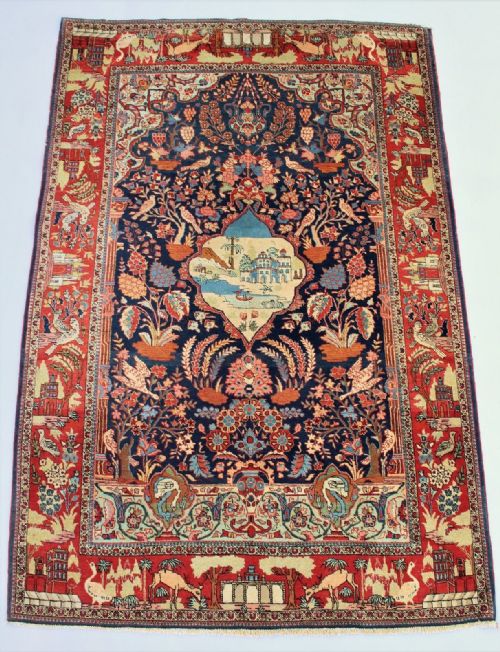 Stunning Pictorial Oasis Nantanz Kashan Prayer Carpet