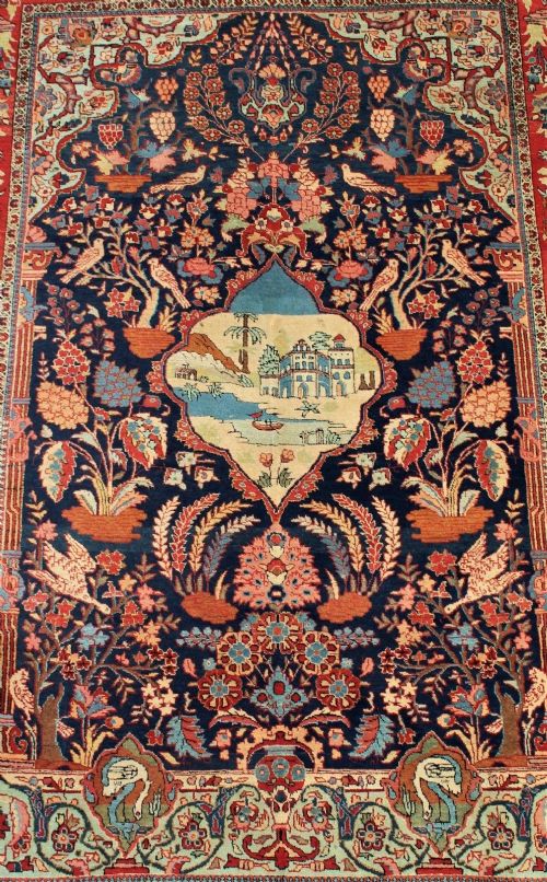 fig 1. Stunning Pictorial Oasis Nantanz Kashan Prayer Carpet