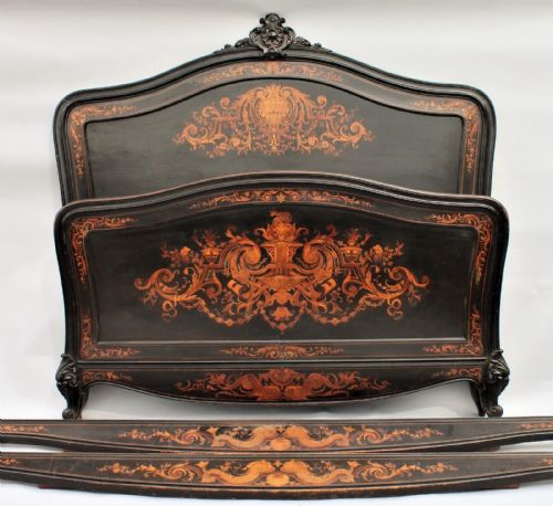 Stunning Good Quality Inlaid Double Bed 19th Century