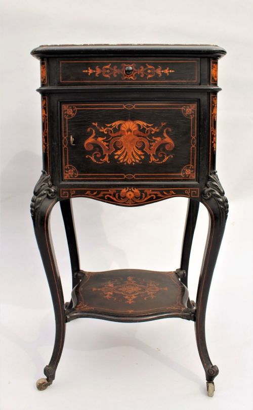 Good Quality Inlaid Victorian Bedside Cabinet