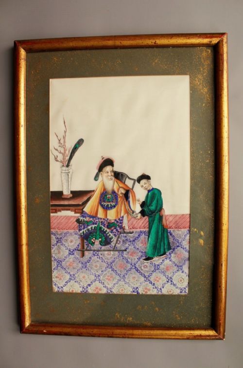 Chinese Painting on Pith Emperor 19th Century
