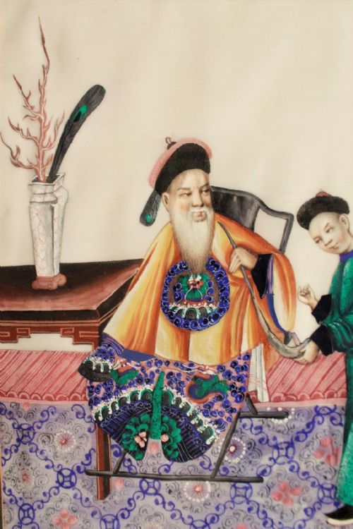 fig 1. Chinese Painting on Pith Emperor 19th Century