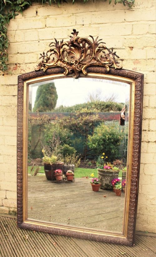 19th Century French Arched Overmantle Mirror