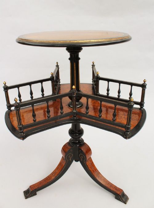 Aesthetic Burr Walnut Revolving Bookcase Table