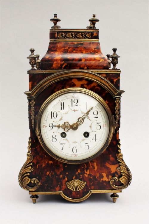 Tortoiseshell and Gilt Metal Mantel Clock C.1900