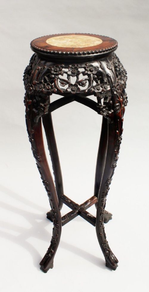 Antique Chinese Marble Top Hardwood Stand