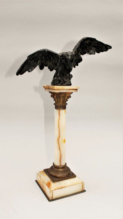 Antique Bronze Eagle on Marble Stand