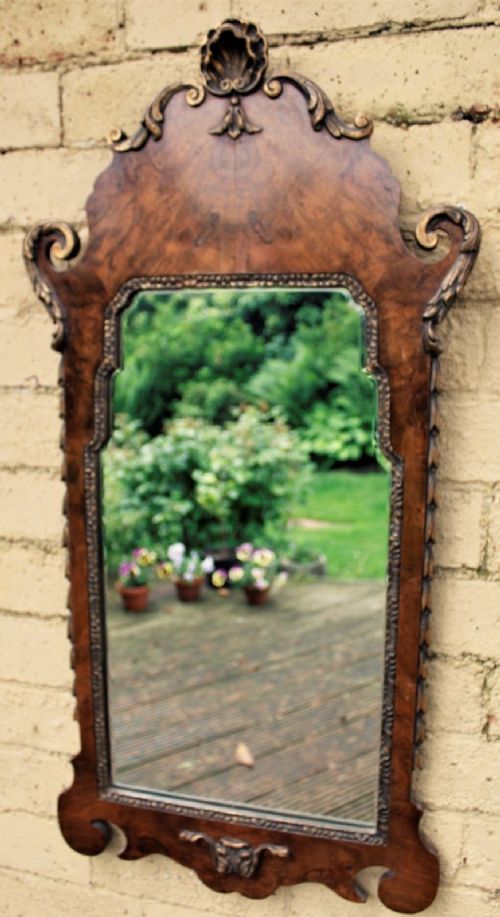 Antique Walnut Parcel Gilt Regency Revival Mirror