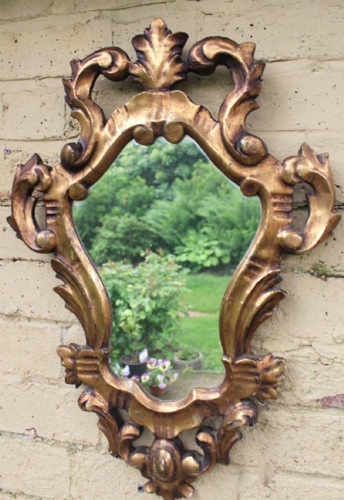 Neat 19th Century Venetian Shield Shape Gilt Wall Mirror
