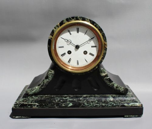 Black Slate and Marble Mantel Clock 19th Century