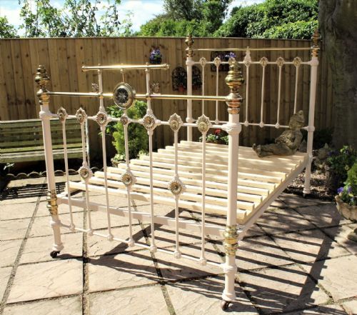 Stunning Victorian Brass Double Bed with Mirrored Detail