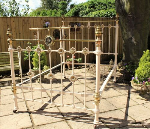 fig 1. Stunning Victorian Brass Double Bed With Mirrored Detail