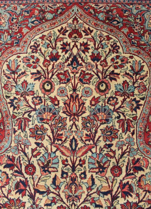 fig 1. Antique Kashan Prayer Rug Tree of Life