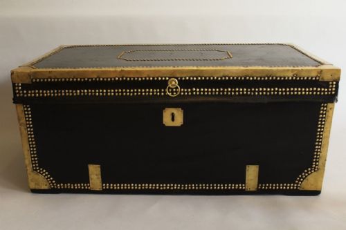 Georgian Leather Studded Camphorwood Chest / Trunk