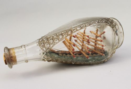 Antique Ship in Bottle Folk Art