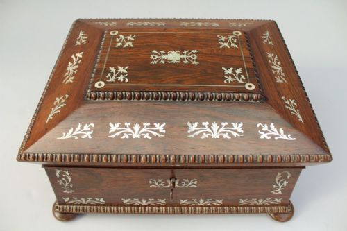 fig 1. Good Quality Regency Rosewood & Mother of Pearl Jewellery Box