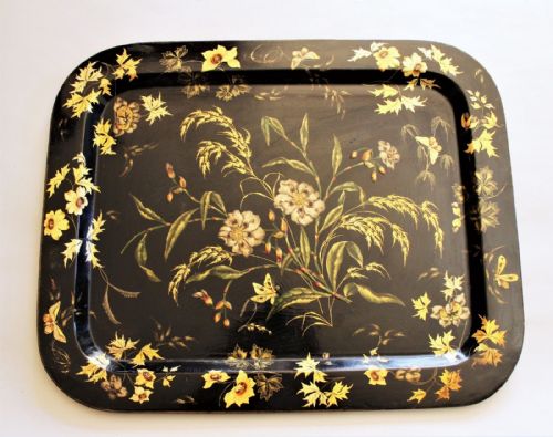 Beautiful Victorian Hand Painted Papier Mache Tray