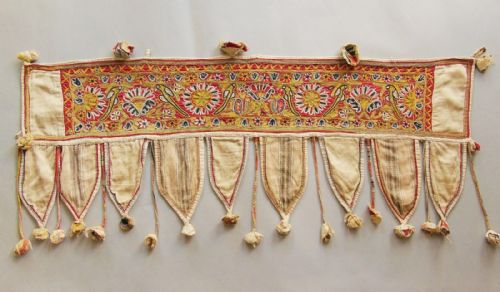 Antique Indian Embroidered Toran Wall Hanging