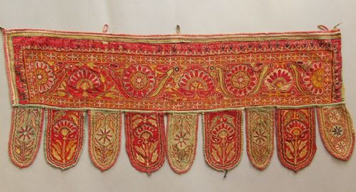 Antique Indian Embroidered Toran Wall Hanging