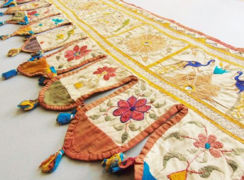 Antique Indian Embroidered Toran Wall Hanging