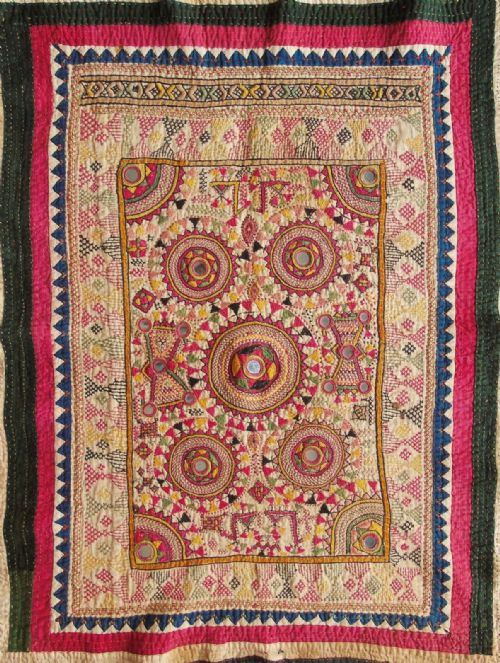 Antique Indian Embroidered Wall Hanging