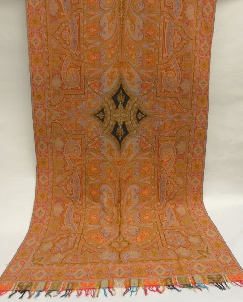 Antique Woollen Paisley Shawl Paris Exposition 19th Century