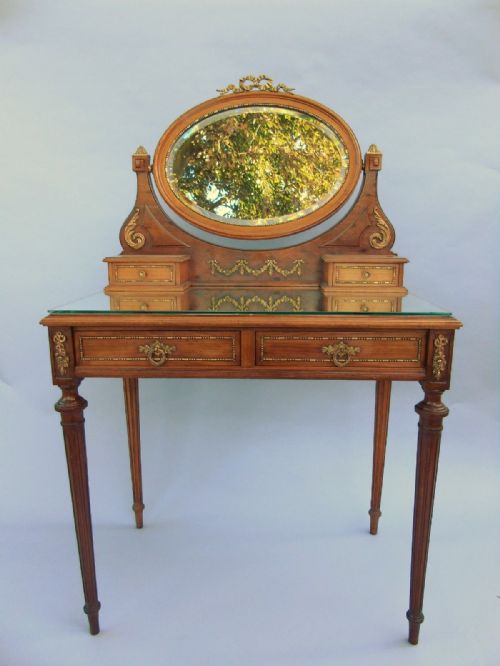 Beautiful French Mahogany & Gilt Ormolu Dressing Table