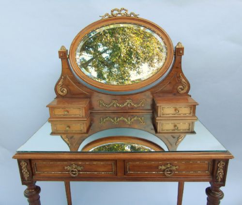 fig 1. Beautiful French Mahogany & Gilt Ormolu Dressing Table