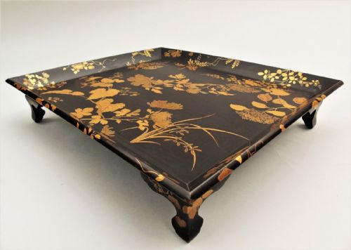 Fine Antique Japanese Meiji Lacquered Tea Ceremony Tray