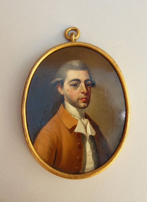 Miniature Portrait in Oil Georgian Gentleman 19th Century