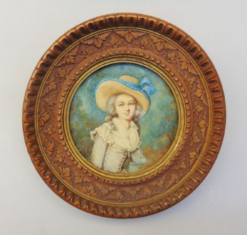 Miniature Watercolour Portrait 19th Century