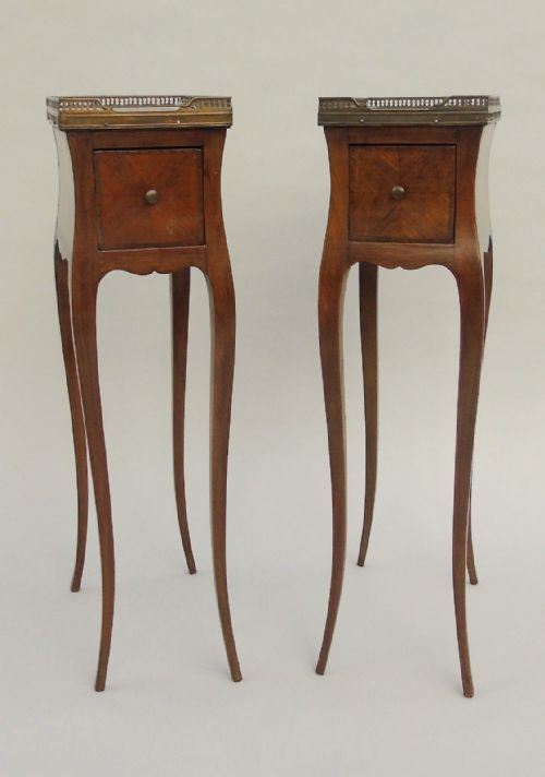 Petite Pair of French Marble Top Bedside Cabinets 19th Century