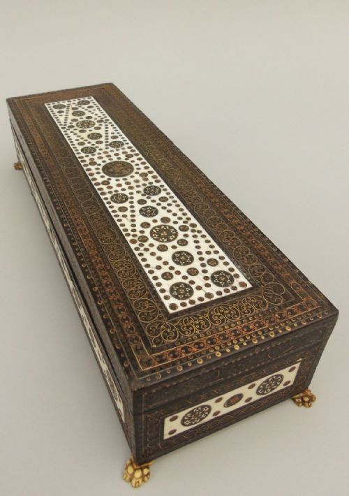 19th Century Persian Box Inlaid with Brass & Copper