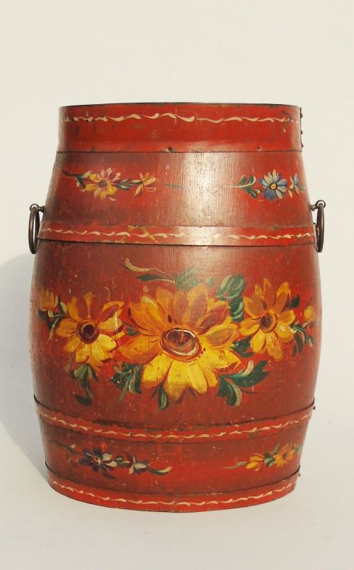 Very Pretty Scandinavian Hand Painted Barrel
