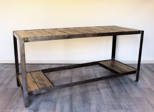 Large Reclaimed Vintage Industrial Table Workbench