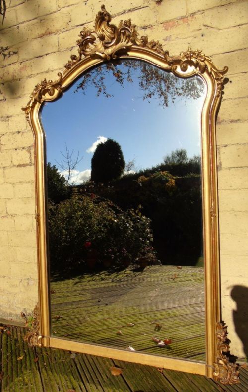 Pretty Antique French Arched Overmantel Mirror