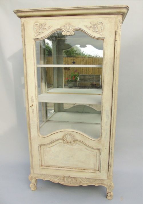 19th Century Painted French Glazed Cabinet