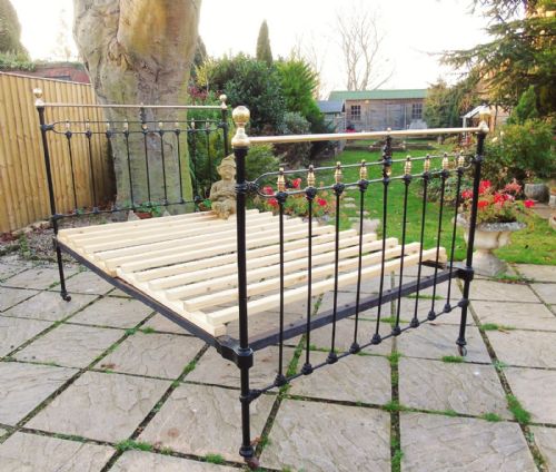 Victorian Cast and Brass Double Bed