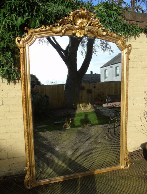 fig 1. Very Large Antique French Arched Overmantel Mirror
