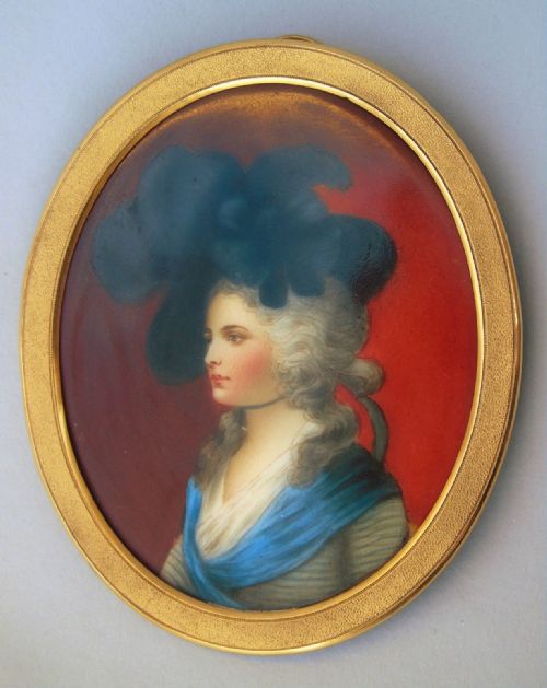 Georgian Lady Miniature Portrait on Porcelain