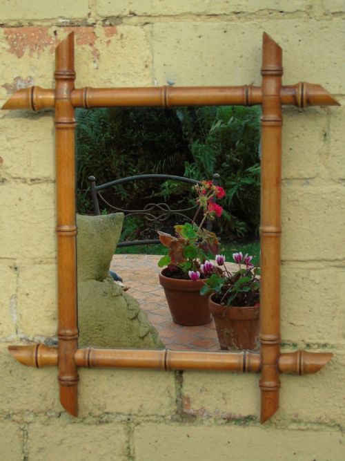 Neat French Antique Faux Bamboo Cruciform Mirror
