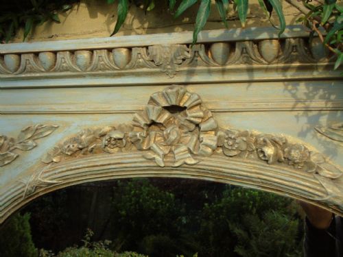 fig 1. Antique French Mirror Painted and GIlded Floor Standing
