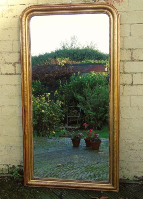 Antique French Arched Gilded Mirror Unusual Size